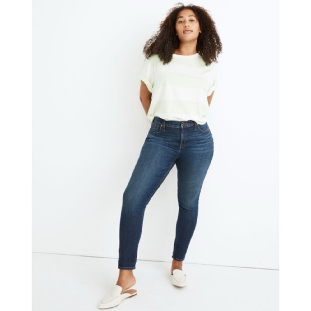 Madewell 8" Skinny Jeans Womens 32‎ Blue Greendale Dark Wash Low Rise MB351